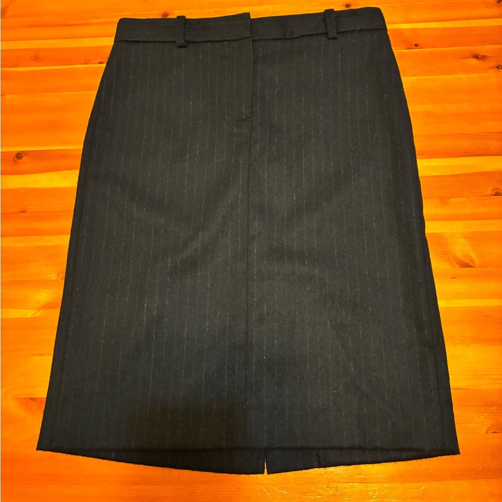 Theory Black Pinstripe Pencil Skirt
